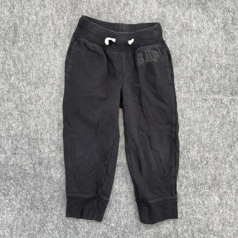 Gap Sweatpants Kids  XS Jogger Bundle Gray Black Fleece 2 Pack